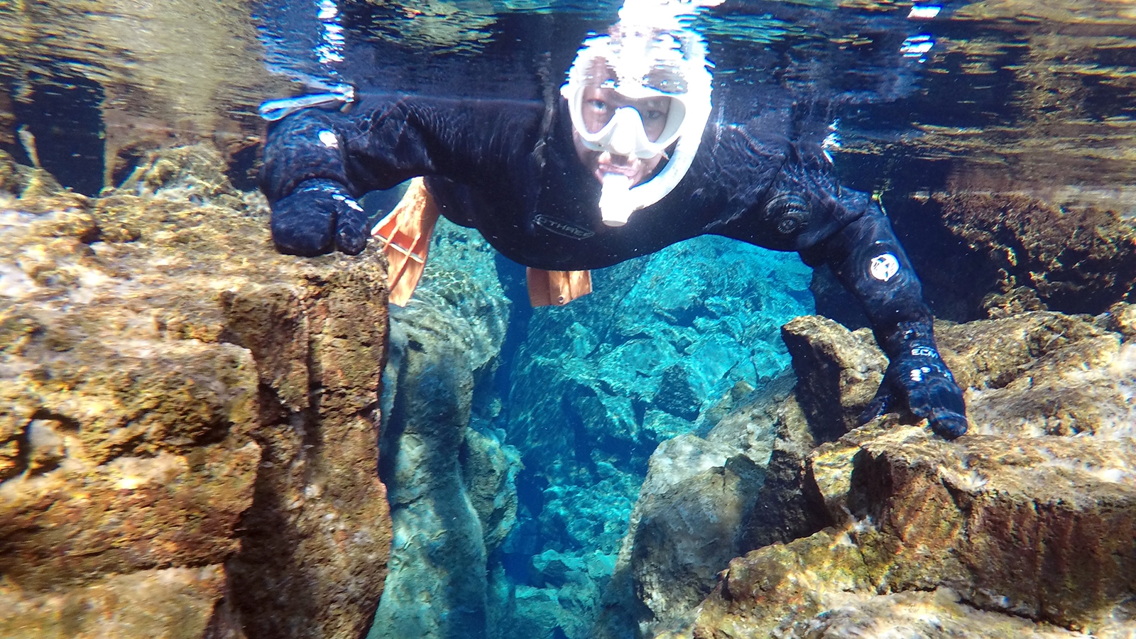reykjavik An underwater photo of me snorkeling at Silfra.